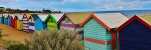 Colourful beach huts at the beach