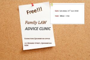 Family Law Noticeboard with Information on Free Family Law Clinic