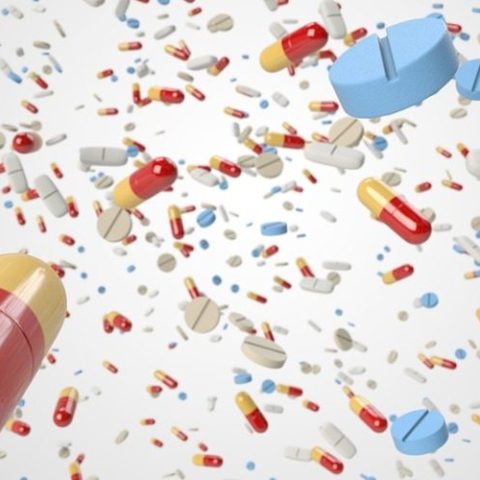 Medcations - pills flying through the air