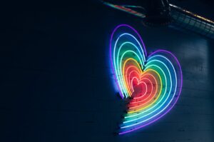 Rainbox heart in lights