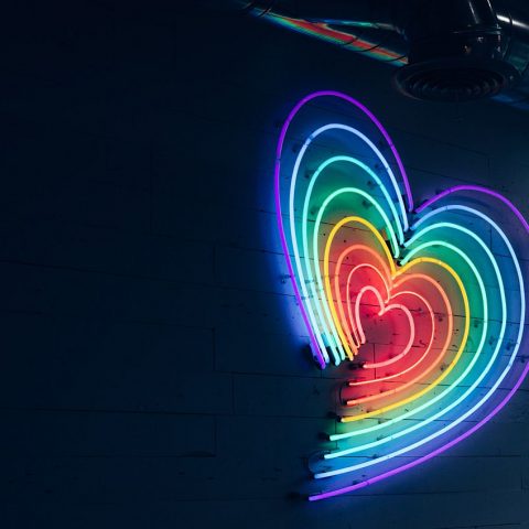 Rainbox heart in lights