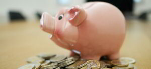 Piggy Bank with coins below