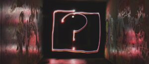 Question mark in pink led light