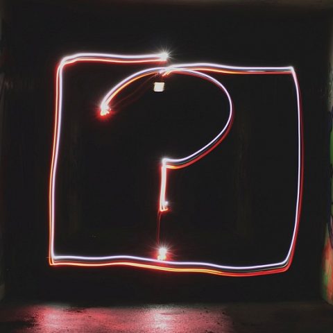 Question mark in pink led light