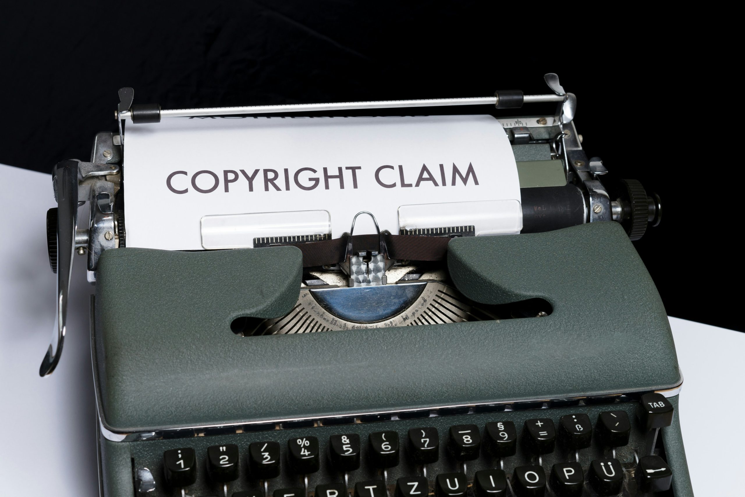 photo of old typewriter with the words copyright claim